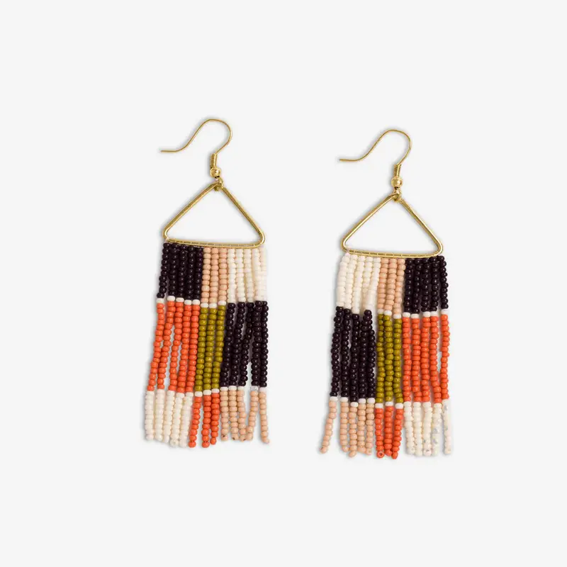 Jaipur-Inspired Patchwork Beaded Fringe Earrings 1