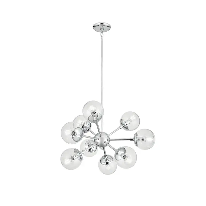 Kichler 9-Light Polished Chrome Pendant – Crystal-Style Clear Glass Hanging Light (82261) 1