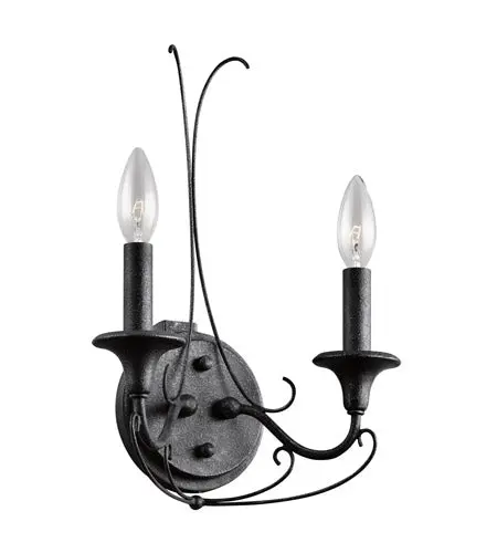 Kichler Basel — 2-Light Distressed Black Wall Bracket — Model 43456Dbk 1