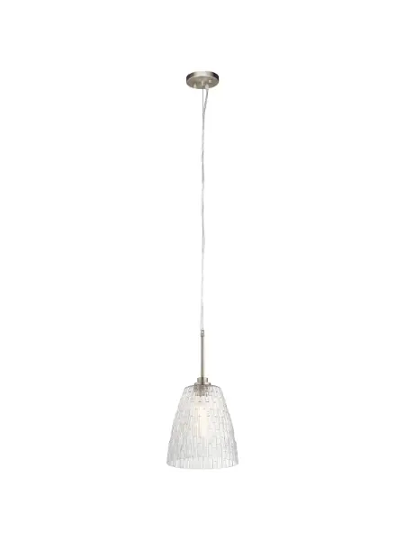Kichler Clear Glass Cone Mini Pendant – Transitional Brushed Nickel Hanging Light (82277) 1