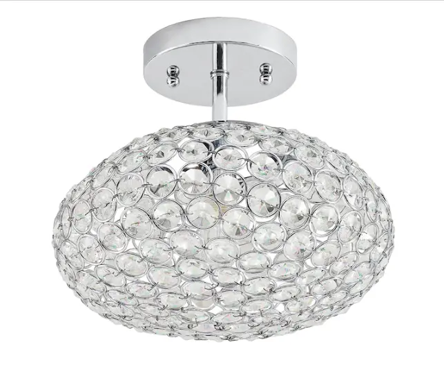 Kichler Krystal Ice 1-Light Semi-Flush Mount Ceiling Fixture In Chrome 1