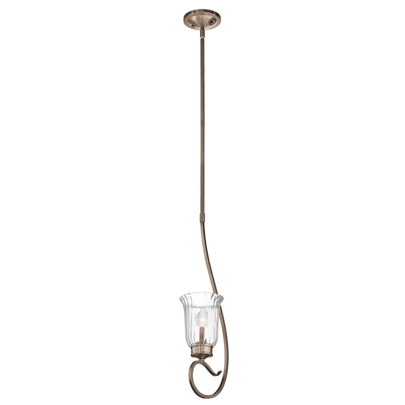 Kichler Malina 1-Light Mini Pendant – 8" Height, Brushed Silver & Gold Finish #43241Brsg 1