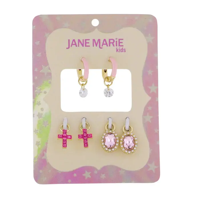 Kids’ Crystal Accent Interchangeable Huggie Earrings 1