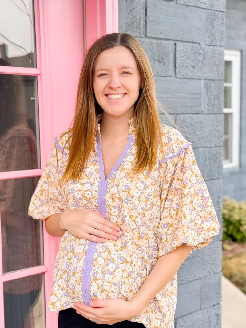 Lavender Floral High-Neck Woven Top 1