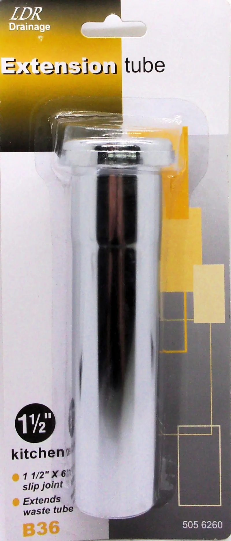 Ldr Industries 505 6260 1-1/2" Extension Tube, Silver 1