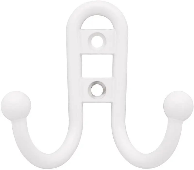 Liberty Hardware B46115Z-W-C White Double Robe Hook With Decorative Ball Tip 1