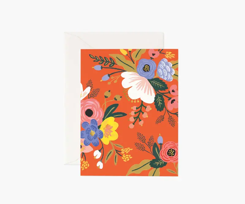 Lively Red Floral Greeting Card 1