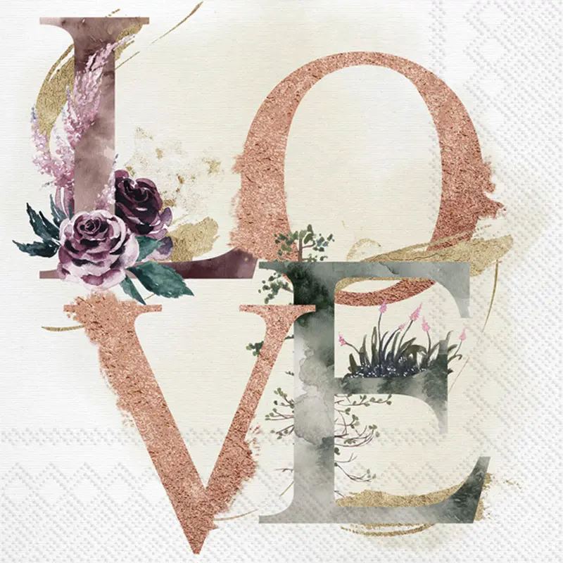 Love Cream Cocktail Napkins – Elegant Pink & Gold Party Supplies 1