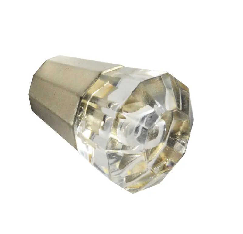 Melrose Acrylic Octagonal Cabinet Knob – 1" Satin Nickel With Clear Finish 1