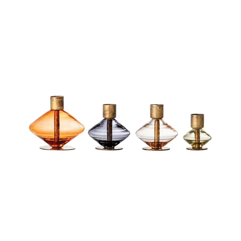Metal-And-Glass Taper Candle Holders 1