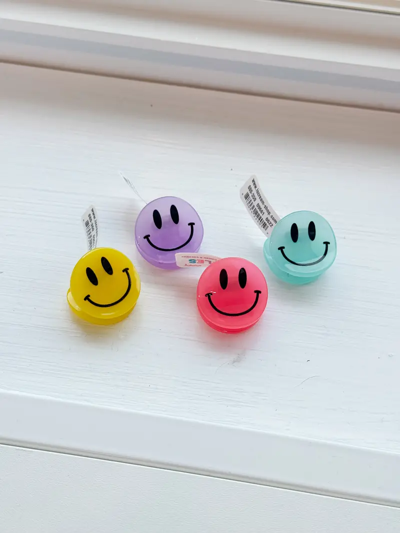Mini Smiley Face Hair Clips – Assorted Colors 1