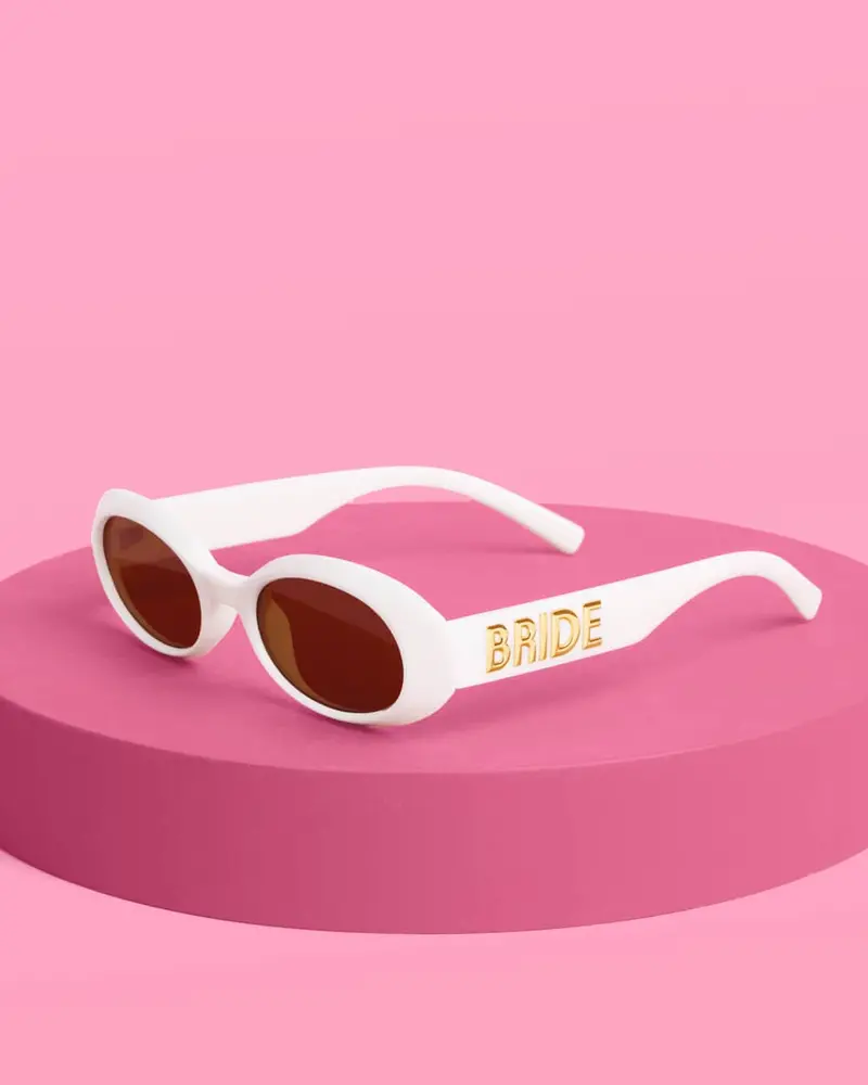 Minimalist White Sunglasses For The Bride 1