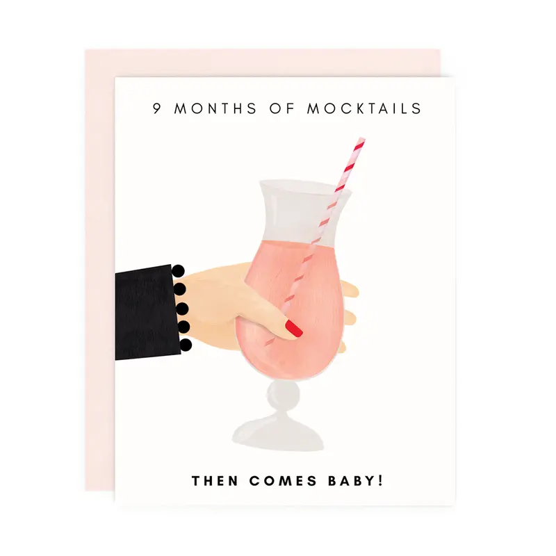 Mocktails Then Baby Celebration Card 1
