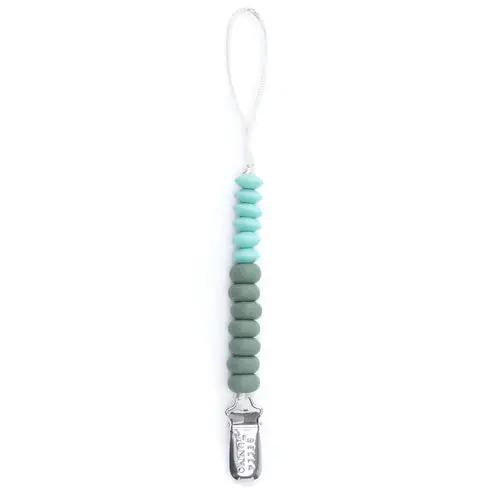 Moss-Tone Dual Pacifier Clip – Soft Silicone & Cotton Strap 1