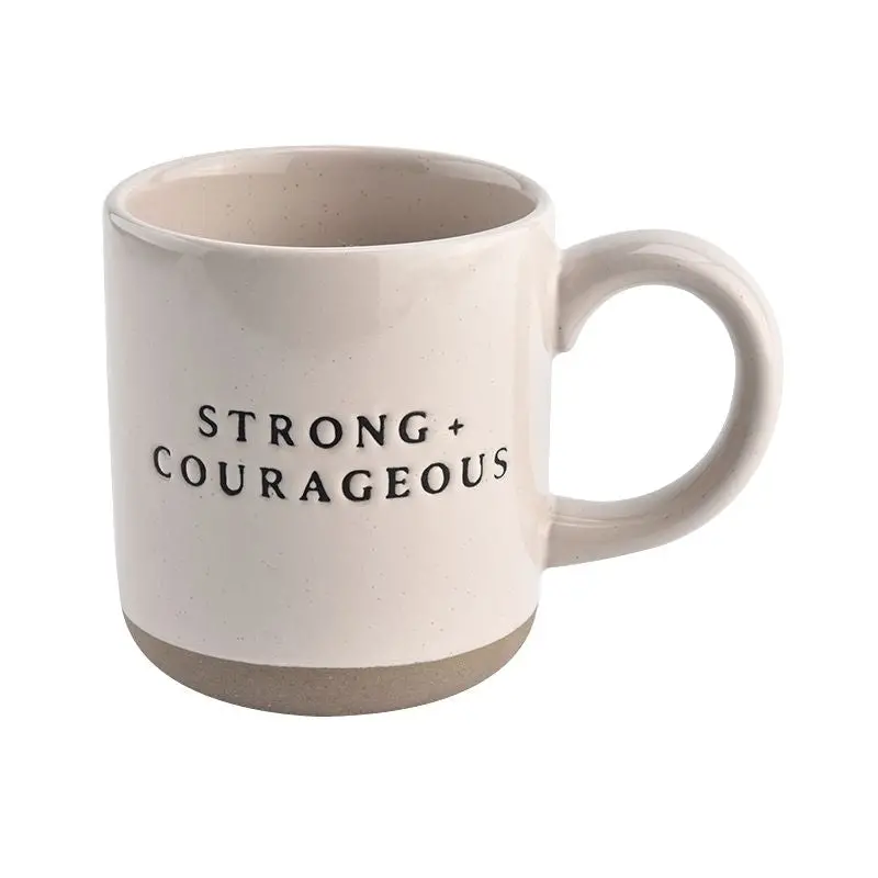Motivational 'Strong & Courageous' Ceramic Coffee Mug 1