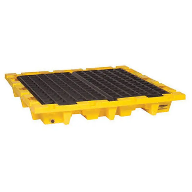Nestable Yellow 4-Drum Spill Pallet With Drain 1