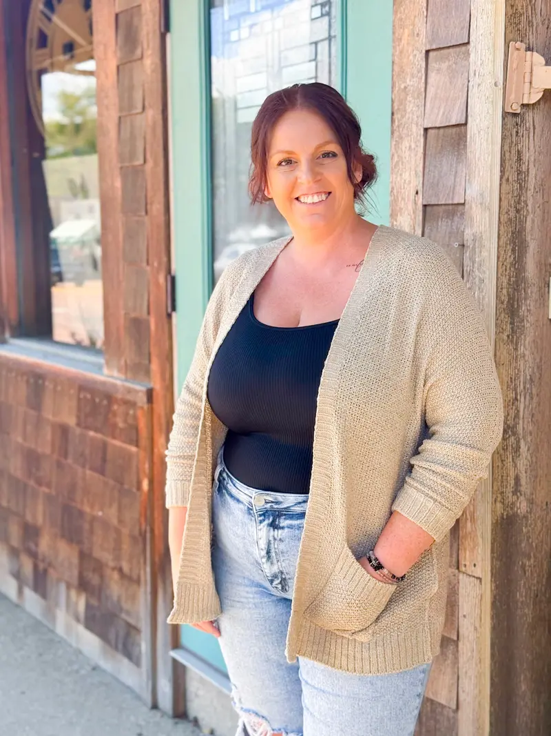 Oatmeal Lightweight Open-Front Knit Cardigan 1