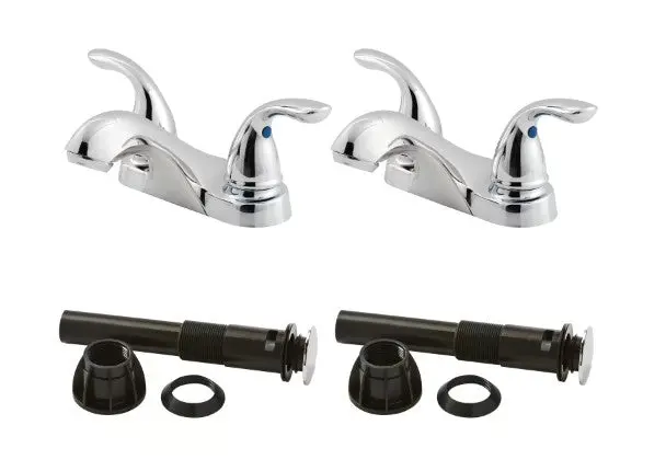 Pfirst Series 4-Inch Centerset Two-Handle Bathroom Faucet Combo Kit In Polished Chrome (2-Pack) 1