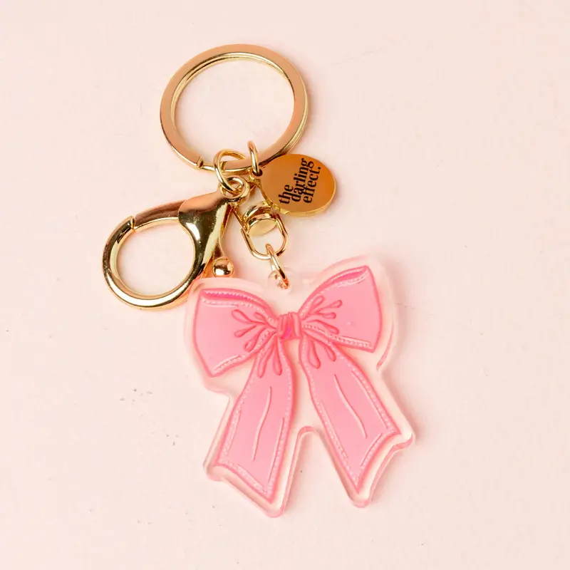 Pink Acrylic Bow Keychain Charm 1