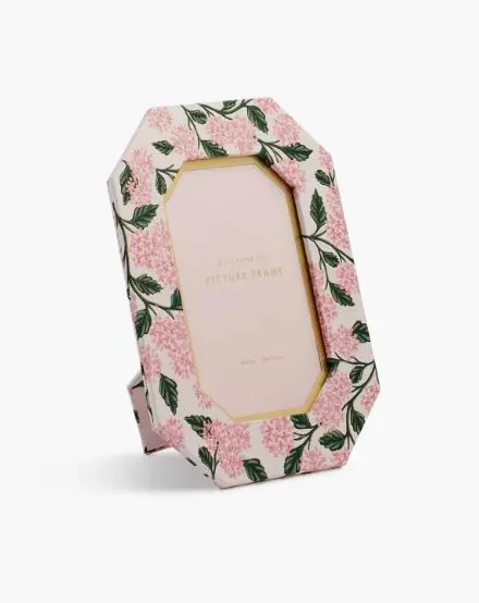 Pink Hydrangea Photo Frame – Wooden Tabletop Display 1
