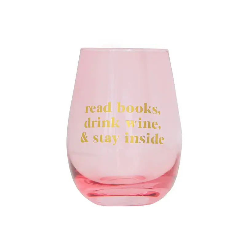 Pink 'Read Books, Drink Wine' Stemless Wine Tumbler 1