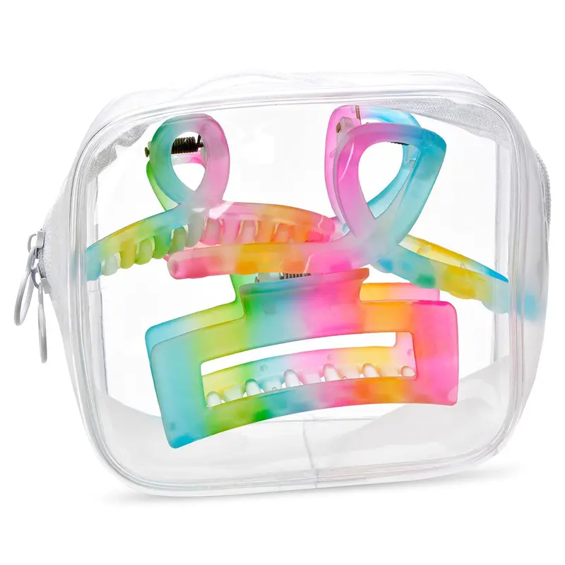 Rainbow-Colored Hair Clip Set For Kids & Teens 1