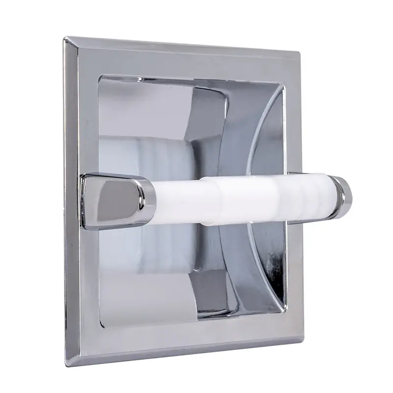 Recessed Chrome Toilet Paper Holder – Space-Saving Wall Mount (#15209) 1