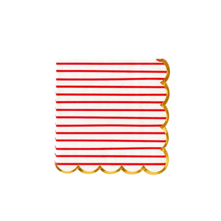 Red And White Striped Scalloped Edge Party Napkins 1