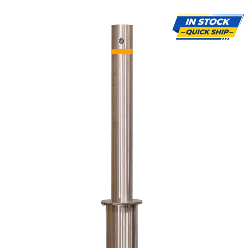 Retractable Stainless Steel Drop-Down Bollard – 4" × 36" Security Post 1