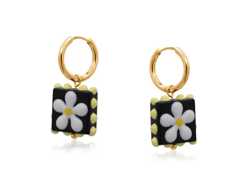 Santa Fe Square Floral Accent Earrings 1