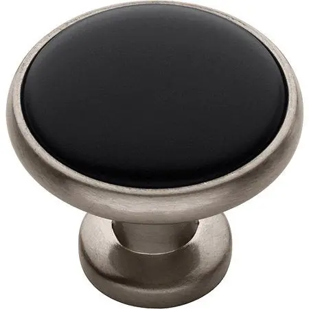 Satin Nickel Ceramic-Insert Cabinet Knob – 1.25", Sleek Contrast Design #P50162C-Snb-C 1