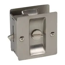 Satin Nickel Pocket Door Privacy Lock – Rectangular Trim, Us10B/6401 Function, #720Sn 1