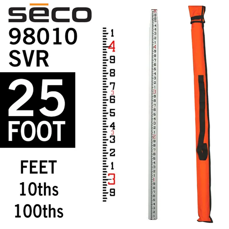 Seco Srv Fiberglass Grade Rod – 25-Foot Leveling Tool With Tenth-Inch Graduations 1