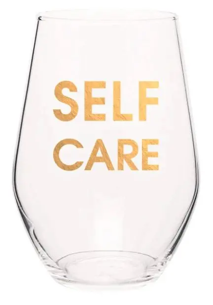 Self-Care Themed Stemless Wine Glass 1