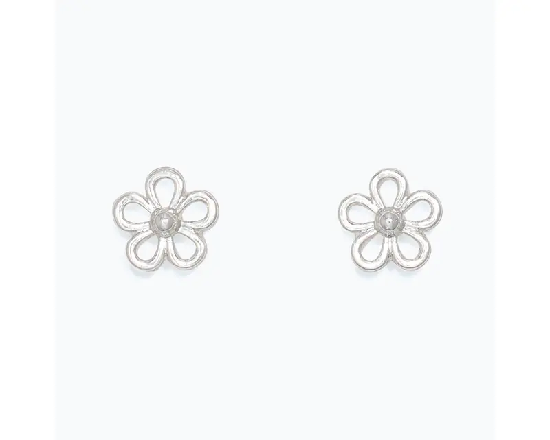 Silver-Finished Open Bloom Earrings – Minimalist Style 1