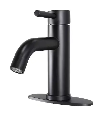Single-Handle 4-Inch Centerset Lavatory Faucet – Lever Handle, Ceramic Disc Valve, Matte Black Finish (Model S0091423) 1