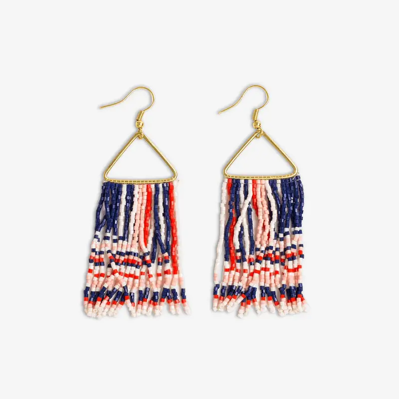 St. Tropez Ascending Block Beaded Fringe Earrings 1