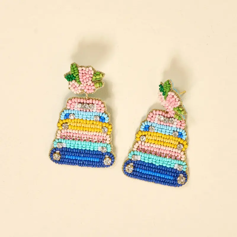 Stacked Book Beaded Earrings 1