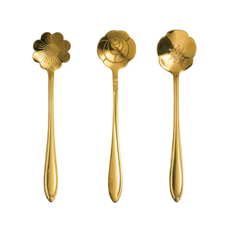 Stainless Steel Floral-Design Serving Spoons 1