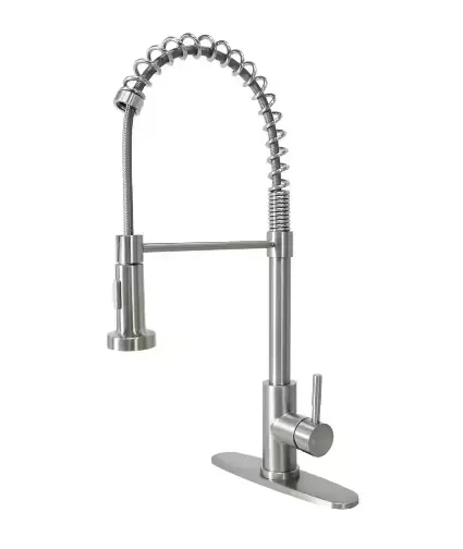 Stainless Steel Pull-Down Kitchen Faucet – Spring-Neck, Dual-Spray, High-Arc Spout (Model S1591123) 1