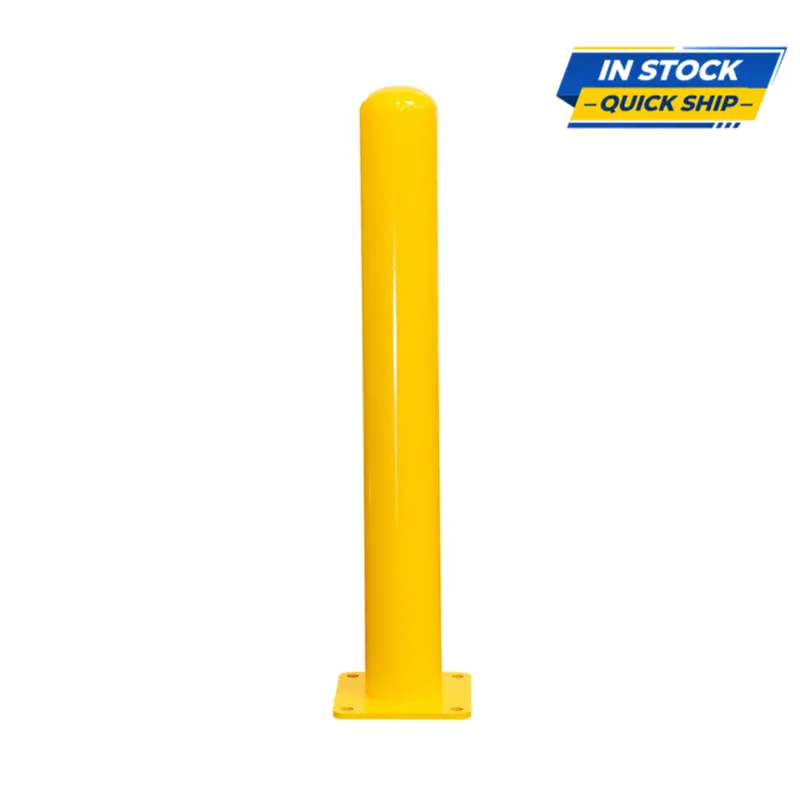 Surface-Mount Fixed Carbon Steel Bollard – 4" × 36", With Baseplate 1