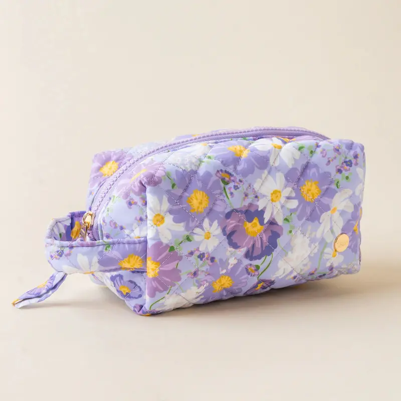 Textured Quilted Fabric Cosmetic Pouch 1