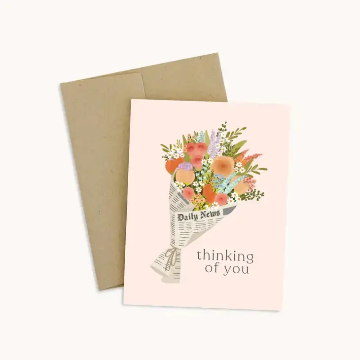 Thinking Of You Newspaper-Style Bouquet Card 1