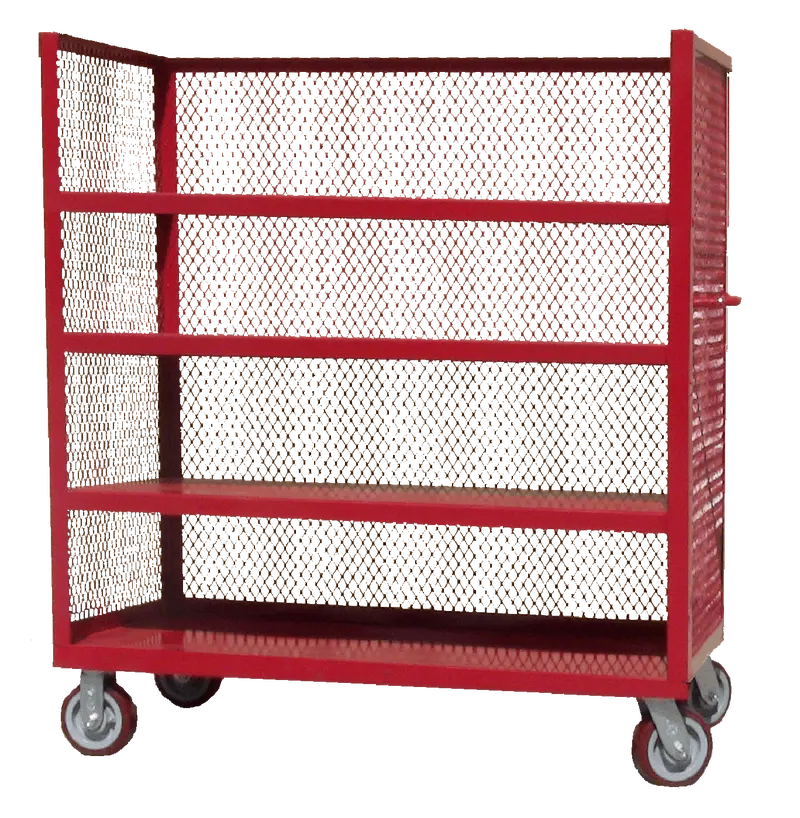 Three-Sided Mobile Service Cart – Four-Tier Shelving, Compact Utility Design 1