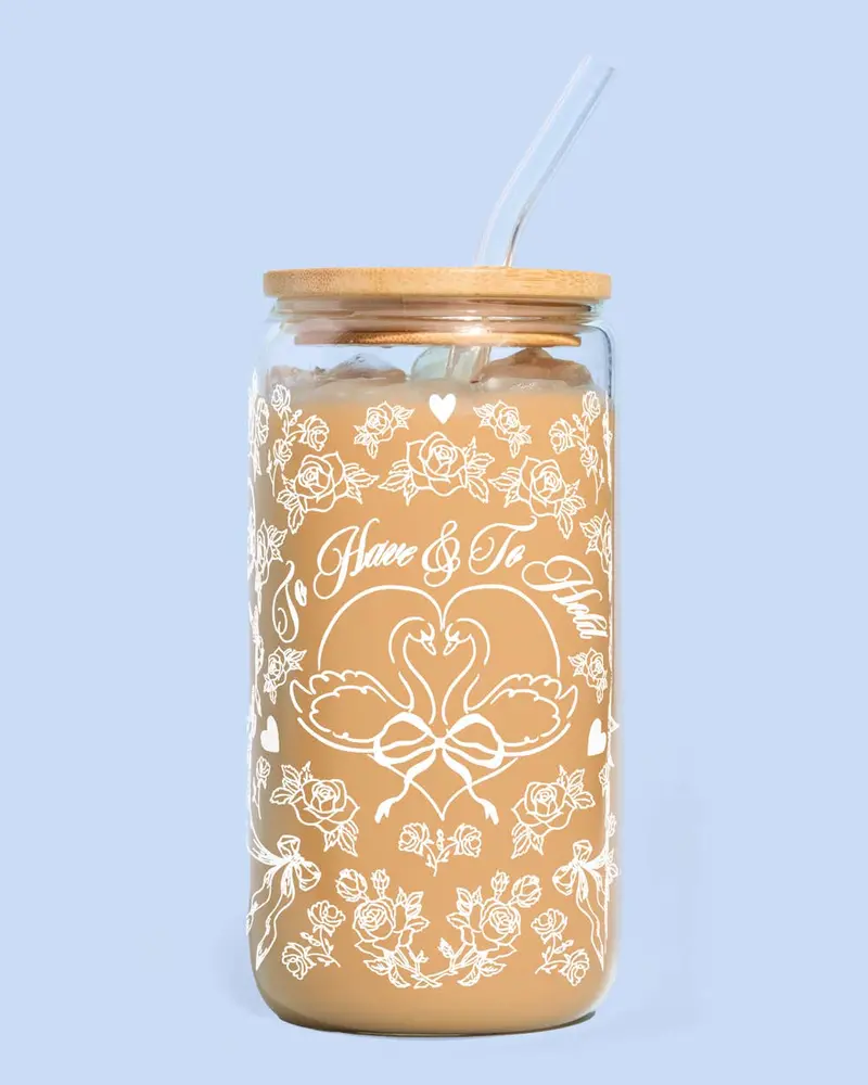 'To Have And To Hold' Etched Glass Wedding Tumbler 1