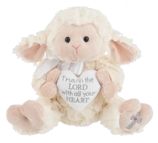 Trust In God Ceramic Lamb Figurine With Faith-Based Message 1