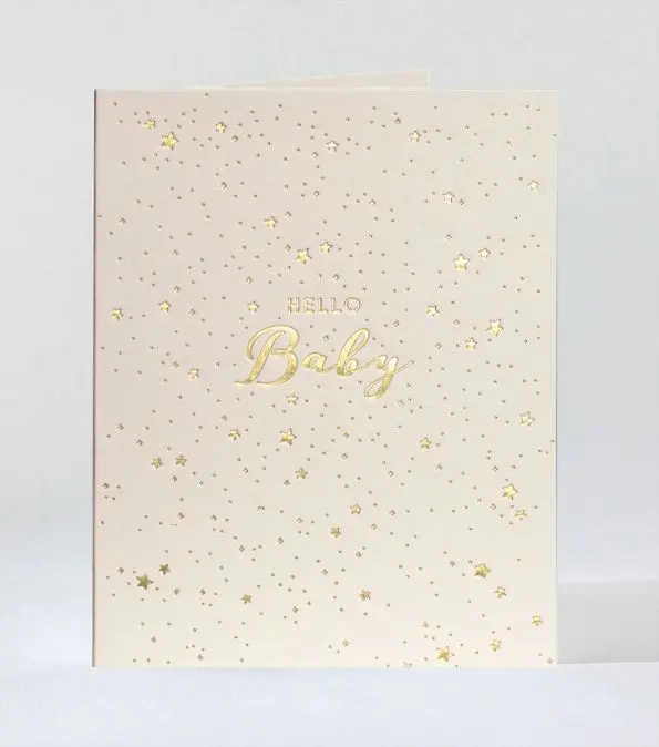 Twinkling 'Hello Baby' Greeting Card With Foil Accents 1