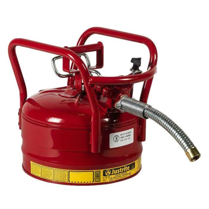 Type Ii Accuflow Dot-Compliant Stainless-Steel Safety Can — 2.5-Gallon, 1-Inch Hose, Flame Arrestor 1