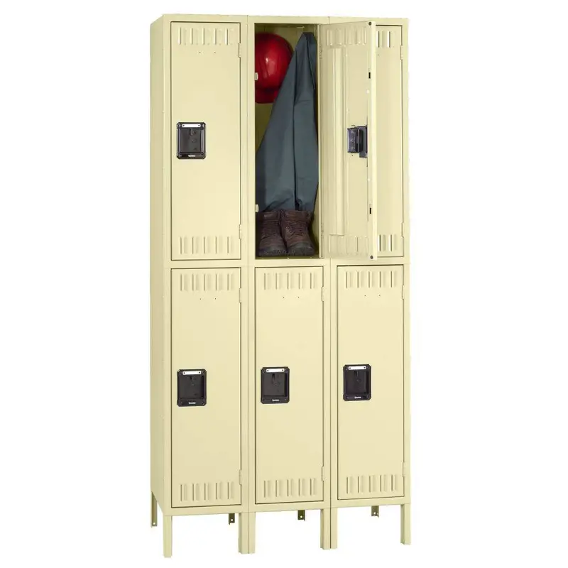 Unassembled Double-Tier Locker: 36"W × 12"D × 66"H, Triple-Width With Legs 1