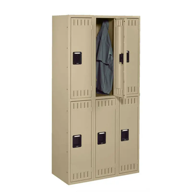 Unassembled Double-Tier Locker: 45"W × 15"D × 60"H, Triple-Width, No Legs 1